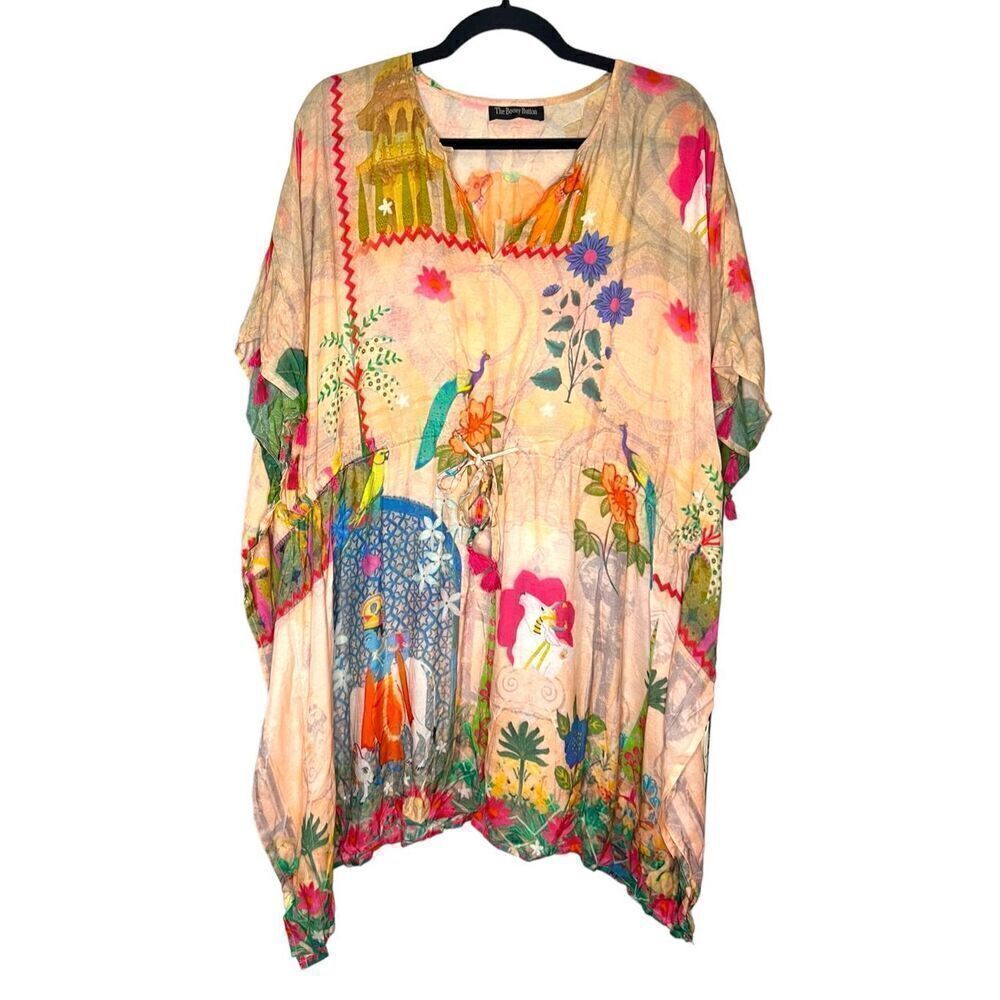 SOLD🚫 The Boozy Button Multicolored‎ Tunic Lightweight Top Women’s OS